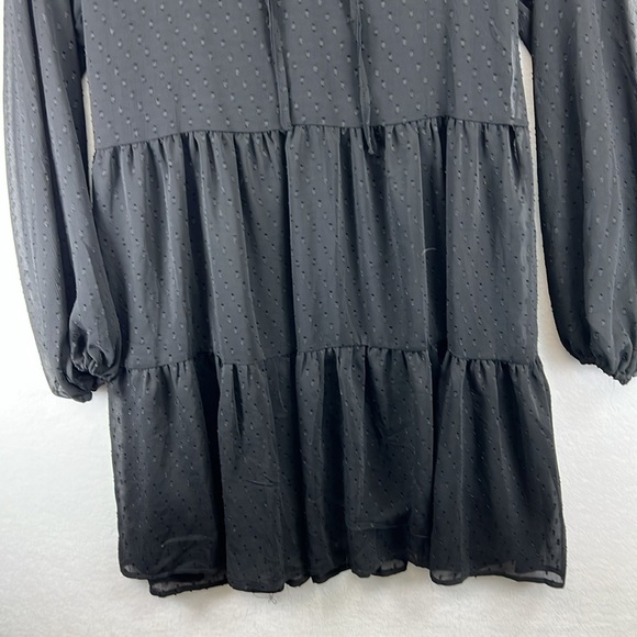 Lark & Grey Layered Dress Size L Black Polyester Semi-sheer w/Lining Airy EUC - Picture 4 of 9
